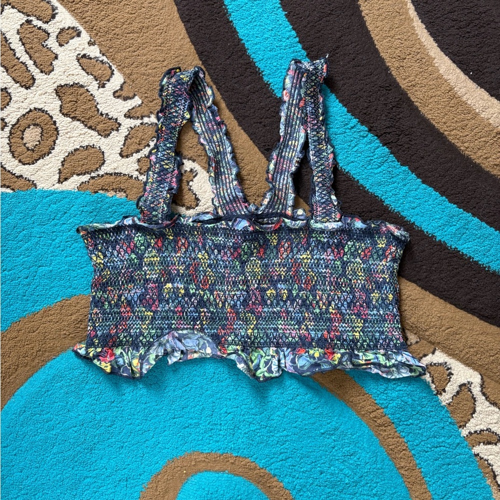 Urban Outfitters Out From Under Floral Smocked Bandeau Crop Top